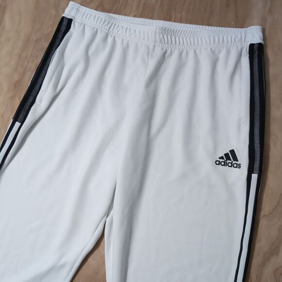 NEW ADIDAS Mens XL 34x31 Tiro Primegreen Track Pants Running Tapered White Black - Picture 1 of 8